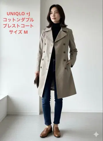 UNIQLO +J WOMEN 코튼 더블 브레스트 코트 사이즈 M