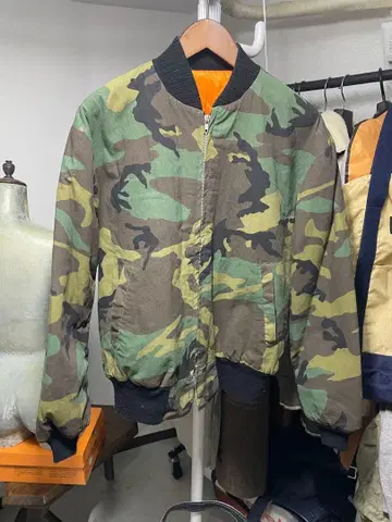 80s 빈티지 우드랜드 카모 MA-1 타입 자켓 USA제