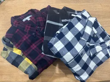 UNIQLO 체크 무늬 긴팔 플란넬 셔츠 4장 세트