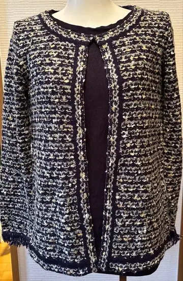 Noble 노카라 자켓 네이비 계열 프린지 마감