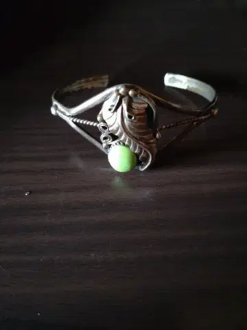 실버 잎 디자인 뱅글