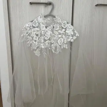 웨딩 베일 꽃무늬 자수 화이트