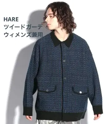 HARE 배색 트위드 셔츠 니트