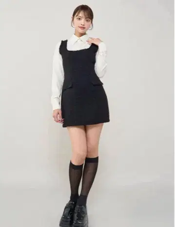 셔츠 도킹 트위드 미니 원피스 블랙 darich 다리치