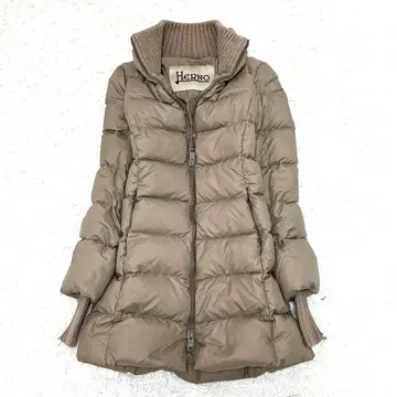 새상품급 허니 다운 자켓 롱 두꺼운 울트라 웜 A라인 베이지 M