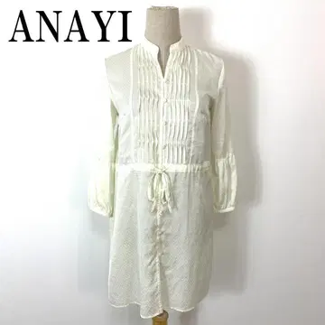 ANAYI 아나이 셔츠 원피스 도트 무늬 화이트 38 B692