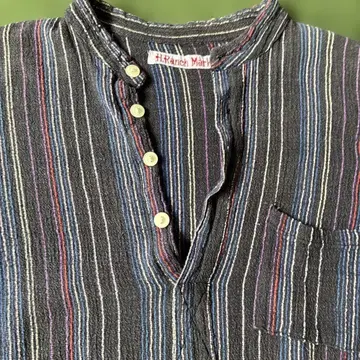 할리우드 런치 마켓 크레이프 원단 스트라이프 긴팔 풀오버 셔츠 HRM