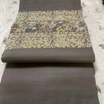 자카드 나고야 오비 꽃무늬 그레이 바탕 252507032