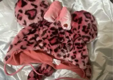 디즈니 팬캡 레오파드 무늬 핑크