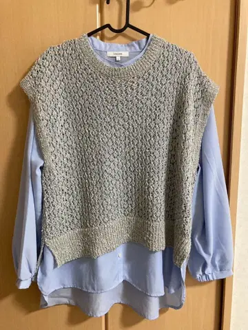 GLOBAL WORK 시스루 베스트*셔츠 긴팔