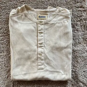 BEAMS BOY / 밀리터리 리브 헨리넥 롱 슬리브 롱 티셔츠