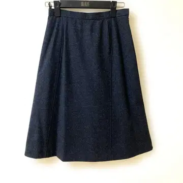 코지 와타나베 스테일 울 캐시미어 혼방 다크 그레이 넓은 사다리꼴 스커트