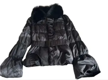 새상품급 에포카 다운 코트 벨트, 탈부착 가능 퍼 포함 A라인 블랙 L