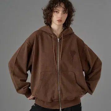 ONCILY 하트 로고 풀 지퍼 후디