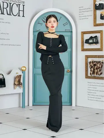 실루엣 펜슬 롱 스커트