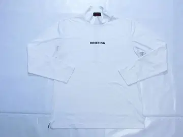 BRIEFING 브리핑 화이트 하이넥 블랙 로고 긴팔 셔츠 XL