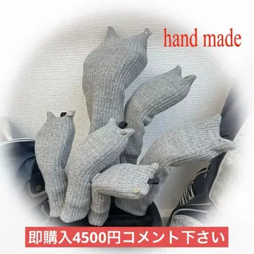 골프 헤드커버 핸드메이드 6세트 리브 니트 고양이 그레이 참 포함