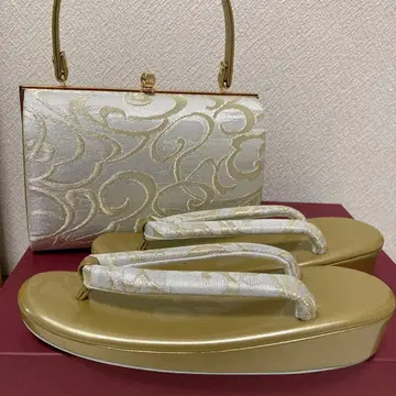 새상품 금은 라메 오비지 조리 백 세트 예복 프리 사이즈