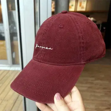 버건디 코듀로이 야구 모자