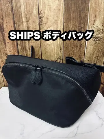 SHIPS: 슈링크 가죽 x 패브릭 콤비 바디백