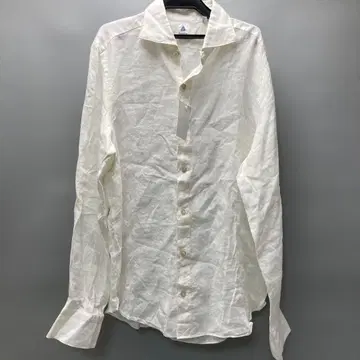 Finamore 화이트 린넨 긴팔 셔츠