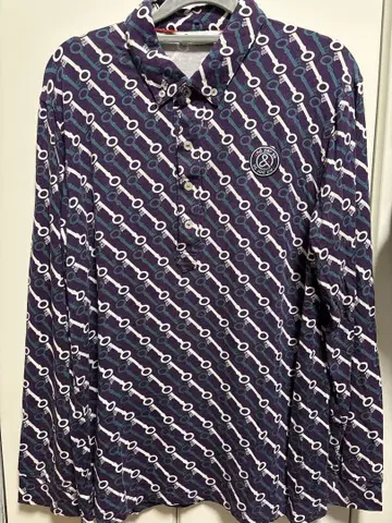 앤퍼시 골프웨어 버튼 다운 올 패턴 열쇠 패턴 보라색 L 사이즈