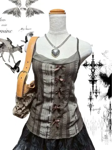 y2k 헤이세이 갸루 맥북 링크 패치워크 리본 새틴 00sarchive