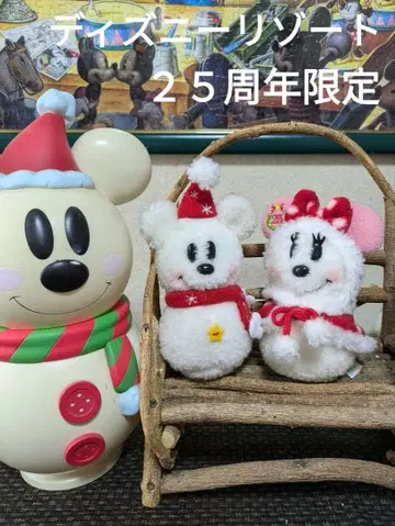 미키마우스 미니마우스 페어 스노우맨 인형 배지