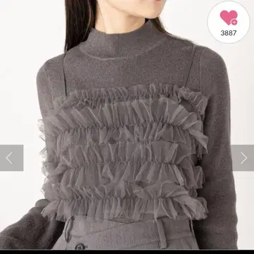 chico 치코 [ SET ITEM ] 튤 뷔스티에 포함 하이넥 니트