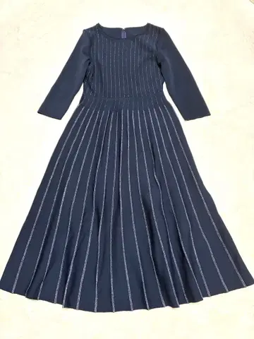 쿠 드 샹스 세탁 가능한 일본제 미 실루엣 니트 원피스 다크 네이비 M