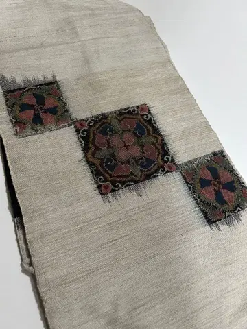 모던 아트 꽃무늬 명주 나고야 오비 43