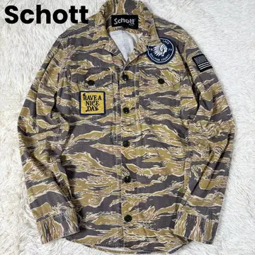 쇼트 Schott 데님 셔츠 와펜 카모플라주 패턴 밀리터리 성조기