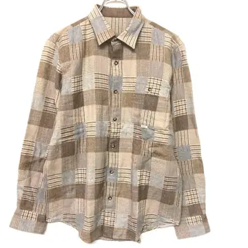 Papas 구제 의류 워싱 가공 크레이지 체커 플란넬 긴팔 셔츠 일본제
