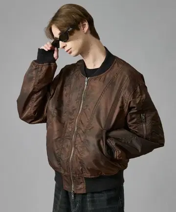 UNDER HUNK 페이드 L2B 플라이트 자켓 브라운