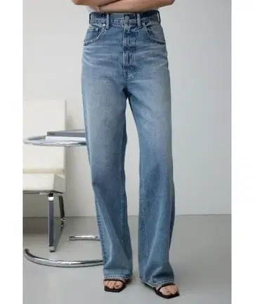 AZUL DENIM 하이웨스트 와이드 데님 라이트 블루 M