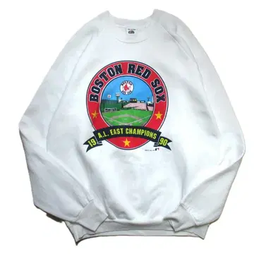 90년 Fruits Of The Loom 레드 삭스 화이트 XXL