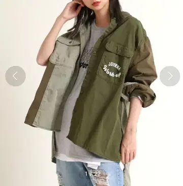 RNA 컬러 콤비 BIG 워크 셔츠 밀리터리 셔츠