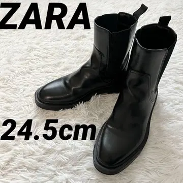 ZARA 자라 숏부츠 사이드 고어 통굽 블랙 38