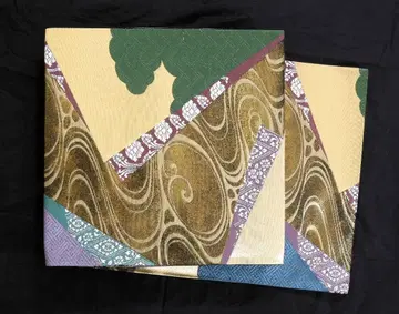 순수 실크 흐르는 물 후쿠로 오비 시크 컬러 금실 도나가토리 도나가 무늬