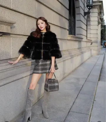 sheller 셰리에 체크 자카드 랩 퀼로트