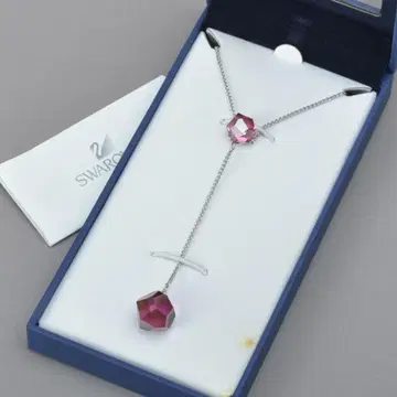 새상품 스와로브스키 크리스탈 목걸이 퍼플 스톤 박스 포함 Y자형