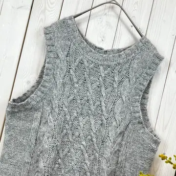 미사용 블루위로 니트 베스트 케이블 짜임 램스울 free