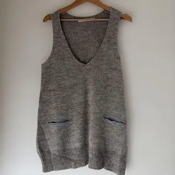 BLANC basque V넥 니트 베스트 그레이 계열