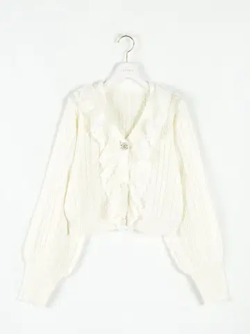 evelyn 비쥬 프릴 레이스 가디건