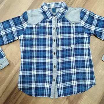 여성용! THE EMPORIUM 블루 체크 플란넬 셔츠