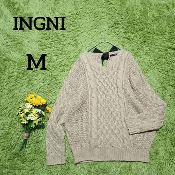[잉그] 아란 편직 니트 M 베이지 등 리본 걸리시 귀여움