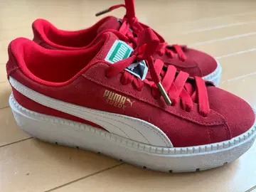 PUMA 스웨이드 통굽 스니커즈 레드