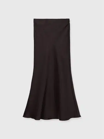 아뉴앙스 새틴 내로우 스커트 브라운