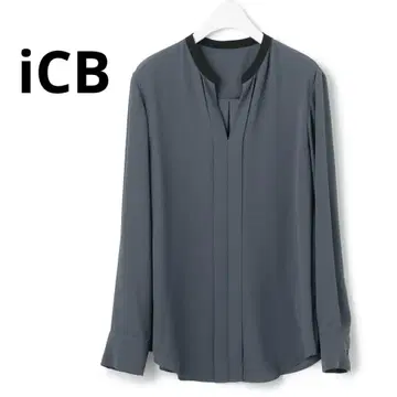 [ iCB 아이씨비 ] 백 새틴 아문젠 블라우스 드레이프감 소재 긴팔