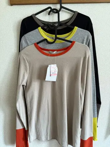 다나카 리나 배색 긴팔 T셔츠 M 3색 세트